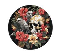 Entemne Small Round Mouse Mat Human Skulls Exotic Tropical Flowers Non-Slip Rubber Base Mouse Pad 20cm Computer Mousepad Portable Washable Desk Mat For Office Laptop Gaming Gift, 2 Pcs