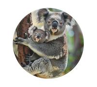 Entemne Small Round Mouse Mat Lovely Koala Family Non-Slip Rubber Base Mouse Pad 20cm Computer Mousepad Portable Washable Desk Mat For Office Laptop Gaming Gift, 4 Pcs