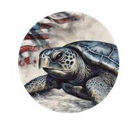 Entemne Small Round Mouse Mat Retro Usa Flag Tortoise Turtle Non-Slip Rubber Base Mouse Pad 20cm Computer Mousepad Portable Washable Desk Mat For Office Laptop Gaming Gift, 2 Pcs