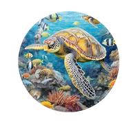 Entemne Small Round Mouse Mat Sea Turtles Fish Underwater Non-Slip Rubber Base Mouse Pad 20cm Computer Mousepad Portable Washable Desk Mat For Office Laptop Gaming Gift, 4 Pcs