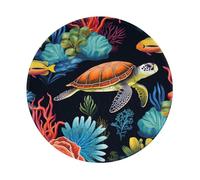 Entemne Small Round Mouse Mat Sea Underwater Turtle Fishes Pattern Non-Slip Rubber Base Mouse Pad 20cm Computer Mousepad Portable Washable Desk Mat For Office Laptop Gaming Gift, 4 Pcs