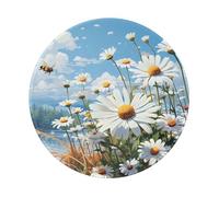 Entemne Small Round Mouse Mat Spring Flower Daisy Bee Non-Slip Rubber Base Mouse Pad 20cm Computer Mousepad Portable Washable Desk Mat For Office Laptop Gaming Gift, 2 Pcs