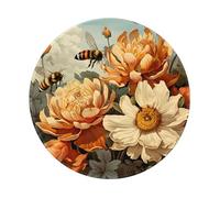 Entemne Small Round Mouse Mat Spring Flowers Floral Bee Non-Slip Rubber Base Mouse Pad 20cm Computer Mousepad Portable Washable Desk Mat For Office Laptop Gaming Gift, 1 Pc