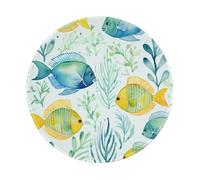 Entemne Small Round Mouse Mat Tropical Fish Watercolor Sea Non-Slip Rubber Base Mouse Pad 20cm Computer Mousepad Portable Washable Desk Mat For Office Laptop Gaming Gift, 2 Pcs