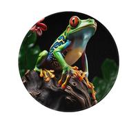 Entemne Small Round Mouse Mat Tropical Green Tree Frog Non-Slip Rubber Base Mouse Pad 20cm Computer Mousepad Portable Washable Desk Mat For Office Laptop Gaming Gift, 2 Pcs