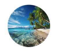 Entemne Small Round Mouse Mat Tropical Hawaii Beach Sea Non-Slip Rubber Base Mouse Pad 20cm Computer Mousepad Portable Washable Desk Mat For Office Laptop Gaming Gift, 2 Pcs