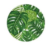 Entemne Small Round Mouse Mat Tropical Palm Leaves Green Non-Slip Rubber Base Mouse Pad 20cm Computer Mousepad Portable Washable Desk Mat For Office Laptop Gaming Gift, 2 Pcs