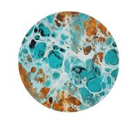 Entemne Small Round Mouse Mat Turquoise Cow Print Rusty Painting Non-Slip Rubber Base Mouse Pad 20cm Computer Mousepad Portable Washable Desk Mat For Office Laptop Gaming Gift, 1 Pc