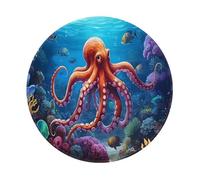 Entemne Small Round Mouse Mat Underwater Fish Sea Octopus Non-Slip Rubber Base Mouse Pad 20cm Computer Mousepad Portable Washable Desk Mat For Office Laptop Gaming Gift, 2 Pcs