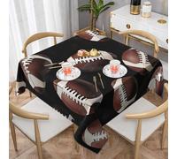 Entemne Square Tablecloth 140x140 CM American Football Pattern Washable Soft Wrinkle Free Dustproof Table Cover For Dining Table Kitchen Picnic Party Mahjong Table Cover