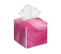 Entemne Square Tissue Box Cover Hot Pink Marble Texture Glittery Tissue Box Holder Pu Leather Cube Facial Paper Organizer Dispenser Napkin Box For Bathroom Office Car Hotel