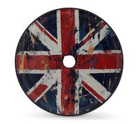 Entemne Union Jack Uk Flag Spare Tyre Cover with Backup Camera Hole 14 In Dust-Proof Waterproof Tire Cover for RV Trailer Jeep SUV Wheel Protector for Diameter 69CM/27in