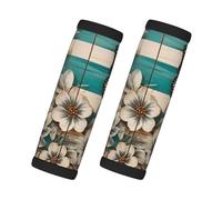 Entemne Vintage Teal Wooden Borad Floral Butterfly Flower Luggage Handle Wraps 2 Pack Luggage Identifiers for Suitcase Soft Neoprene Handle Covers for Trolley Door Handles Grip Travel Accessories