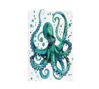 Entemne Watercolor Teal Octopus Tea Towel for Kitchen Absorbent Waffle Teatowels Microfiber Hand Towel Quick Drying Dishcloths for Housewarming Gift New Home Decor, 16x26 In