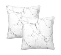 Entemne White Marble Texture Cushion Covers 40x40cm Sofa Cushion Covers Set of 2 Soft Cozy Square Throw Pillow Cases with Hidden Zipper For Bed Couch Car Bench Decor