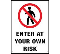 Enter At Your Own Risk Warning Tin Sign Home Kitchen Farm Garden Garage Wall Decor 12X8Inch