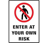 Enter At Your Own Risk Warning Tin Sign Home Kitchen Farm Garden Garage Wall Decor 12X8Inch