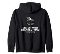 Enter With Thanksgiving Psalm 100:4 Pumpkin Line Art Zip Hoodie