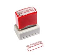 Entered Self-Inking Rubber Business Stamper for Office - Red Ink | Quick Document Stamp, Refillable, Clear Impressions, Compact, Lightweight, Durable, Professional, Easy Use