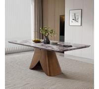 Enterprise Dining Table - Grey Marble - Brass Base - Sizes Available