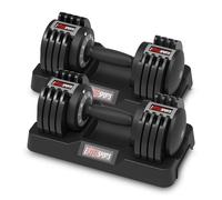 EnterSports 12kgx2 Adjustable Dumbbells, 5 Dumbbell Weights Levels(2-12kg) for Space-Saving, Anti-Slip Handle with Safety Locking Mechanism, Home Gym Strength Training Equipment for Full Bodybuilding