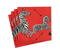 Entertaining with Caspari Cocktail Napkins, Zebras Red, Pack of 20