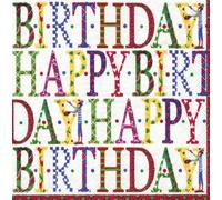 Entertaining with Caspari Set of 2 Happy Birthday Set of 20 Paper Lunch Napkins