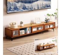 Entertainment Center Bamboo TV Console, Sliding Doors, TV Table for TVs Up To 70 Inch, TV Cabinet, TV Stands for Living Room (Color : Log, Size : 160cm-3 Doors)