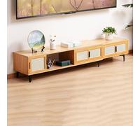 Entertainment Center Bamboo Tv Console Table Media Console Television Stands Tv Stand For Living Room, Bedroom, Entryway, Office,Log,Telescopic 1.26~2.1m