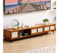 Entertainment Center Bamboo Tv Console Table Media Console Television Stands Tv Stand For Living Room, Bedroom, Entryway, Office,Brown,Telescopic 1.26~2.1m