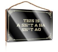 Entertainment Center Decor Wooden Plaque - Painted Surface & Occupied/Rustic Cabin Decor | Living Room Decor For Shelves For This Is A Sh*t A Ha Sh*t Ag