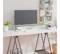 Glass TV Monitor Riser Stand Clear Desktop Screen Shelf TV Laptop Display