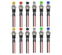 Entgoinggo 12Pcs Prewired Momentary Push Button Switch Set For SPST On/Off 2 Pin Round Controls For Car Interior Industrial Circuit Relay Or Model Railway Projects