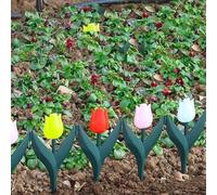 Entgoinggo 20-PCS Plastic Garden Border Fence Set,Decorative Tulip Design Interlocking Landscape Edging for Walkways Lawns Flower Beds