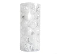 Entgoinggo 24Pcs Christmas Balls Baubles, ChristmasTree Balls Decor Shatterproof Mini Xmas Hanging Ball for Xmas Trees Wreath Garland Holiday Wedding Party Decoration(White)