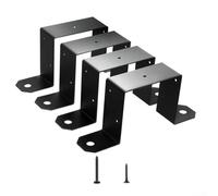 Entgoinggo 4 pcs Square Pipe Clamp?Square Tube?Fence Post Bracket U-Shaped Metal Clamp Black for Patio Garden Fence