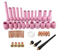 Entgoinggo 46Pcs TIG Gas Lens Collet Body Kit, For WP9 20 25 Torches Welding Consumables Set With Alumina Nozzles And Back For Air And Water Cooled Systems