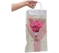 Entgoinggo 5 Pack LED Soap Flower Bouquet, With Glowing Artificial Roses Sunflowers Carnations In Transparent Bag Elegant Handcrafted Decor, For Birthday Anniversary(pink start)
