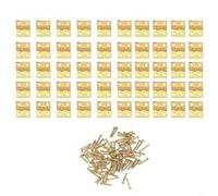 Entgoinggo 50 Pack Miniature Brass Hinges For Small Craft Boxes And Dollhouse Hardware Solid Butt Hinge With Four Mounting Holes For Jewelry Storage And Model Making Projects(Gold)