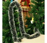 Entgoinggo 5Pcs Christmas Garland, 200Cm Plastic Rectangular Dark and White, DIY Xmas Indoor/Outdoor Decor