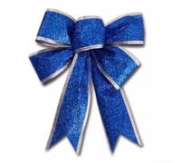 Entgoinggo 5PCS Christmas Glitter Bow Decoration, 25cm Christmas Ornament Glitter Powder Bows Xmas Bow Decorations for Xmas Tree Bows Wreaths Garland Decor(Blue)
