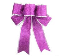 Entgoinggo 5PCS Christmas Glitter Bow Decoration, 25cm Christmas Ornament Glitter Powder Bows Xmas Bow Decorations for Xmas Tree Bows Wreaths Garland Decor(Purple)