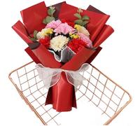 Entgoinggo 9Pcs Soap Flower Bouquet Handmade Korean Style Rose Arrangement Creative Present, For Women Birthday Anniversary Home Decor Set(Red Carnations)