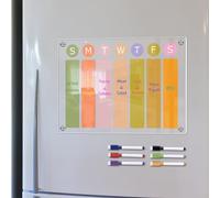 Entgoinggo Acrylic Magnetic Weekly Planner Board Transparent Message Notepad for Office Home Fridge Organisation, with 6 Whiteboard Marker(29.7x21cm C)