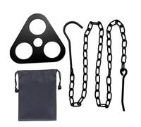 Entgoinggo Adjustable Campfire Tripod Pot Hanger For Coleman And for WEBER Portable Stainless Steel Hanging Rack With Chain For Outdoor Camping Cooking And BBQ Parties(Black)
