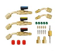 Entgoinggo Angled Ball Valve Adapter Fitting For R410A R134A R22 AC HVAC 45 Degree Service Coupler Kit With Converters For Refrigeration Equipment Maintenance And