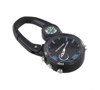 Entgoinggo Carabiner Watch, With, For Compass Luminous Hands Alarm Date Display Metal Clip-On Wristwatch, For Camping Hiking Climbing Outdoor Adventure Portable(Blue white)