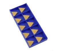 Entgoinggo Carbide Insert Cutter, 10Pcs Triangle TiN Coated TPKN2204 Indexable Lathe Milling Inserts Turning Inserts For CNC Lathe Cutting Blades
