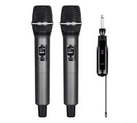 Entgoinggo Dual Handheld 2.4G Wireless Microphone System With Rechargeable Receiver, Long for battery Life, Clear Sound, Stable Transmission, ABS Build For Karaoke, Meetings And Events(one drag two)