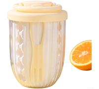 Entgoinggo Dual Layer Salad Cup, With Drainage System Portable PP Fruit Container Box, With Handle, For Fresh Vegetable Storage, For Ideal, For Kitchen Office Picnic(Lemon Yellow)